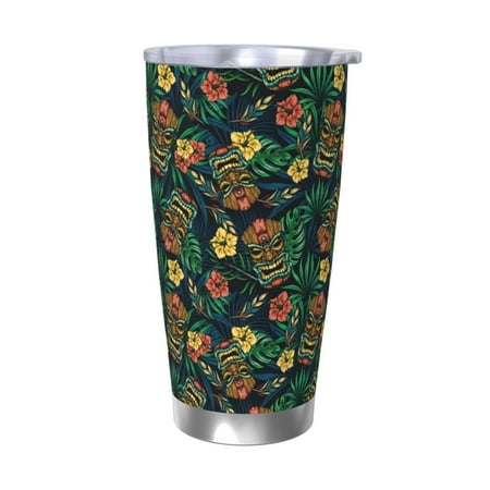 

Zeuib Hawaiian Tribal Mask Printed 20oz Stainless Steel Insulated Car Cup Stainless Steel Thermal Cup Vacuum Insulated Leak-proof Travel Mug Cup-Without Straw
