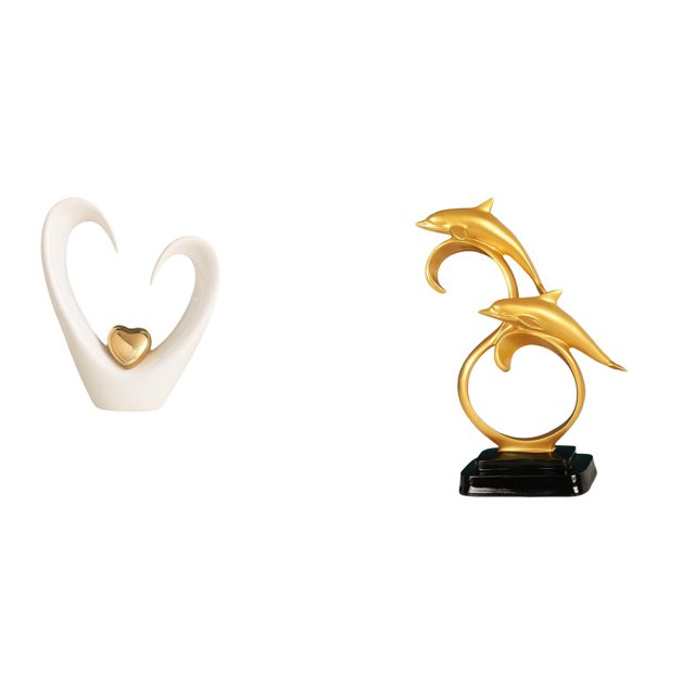 Figura de escritorio,Escultura de corazón para escritorio,oficina,decoración del hogar,Figura de delfín,Colección de adornos de escritorio con figuras de delfines,Estatua decorativa moderna