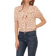 thumbnail image 5 of Allegra K Women's Floral Print Rufle Button Up Puff Short Sleeves Blouse Top, 5 of 6