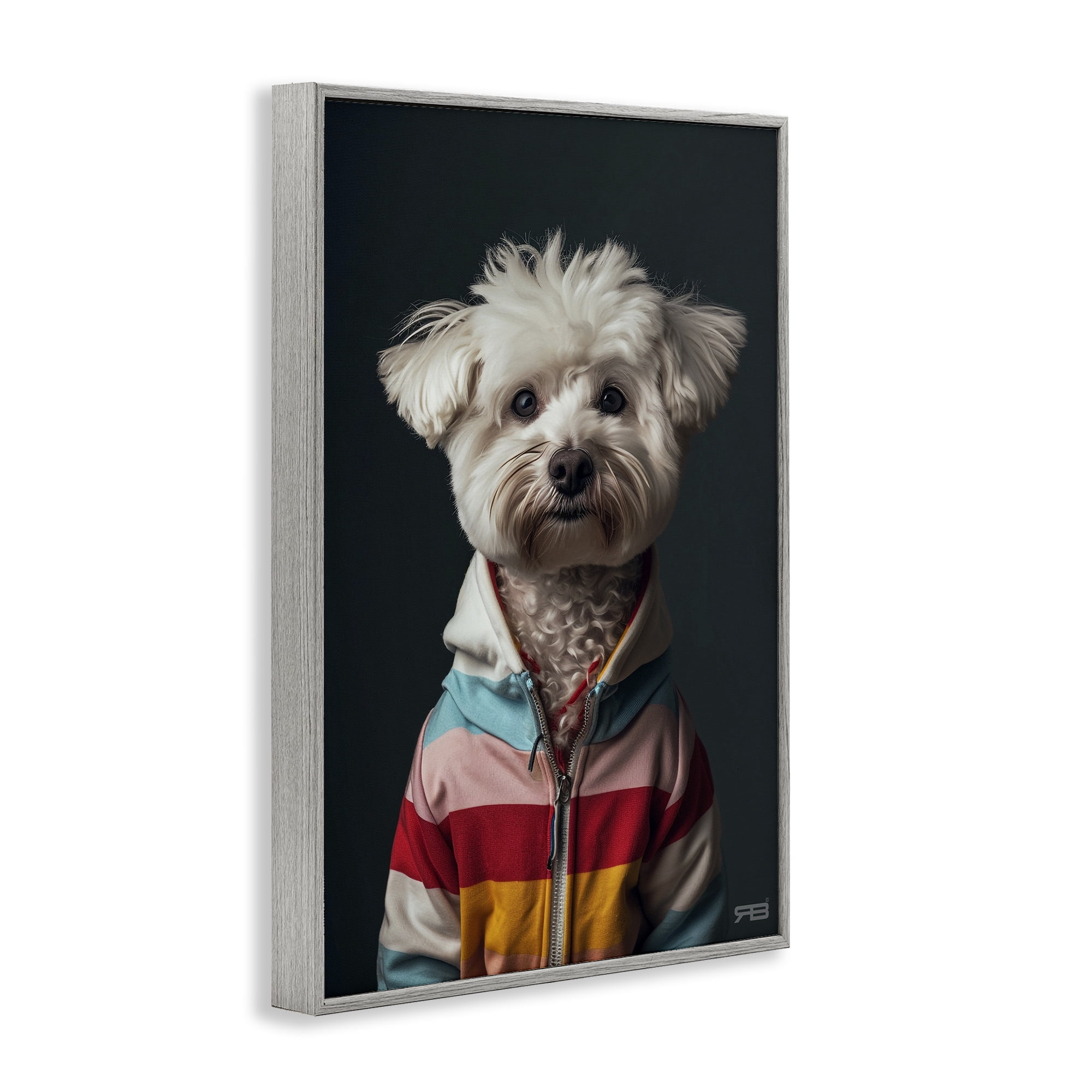 Stupell Industries Terrier Dog with Windbreaker Animals & Insects Painting Gray Framed Art Print Wall Art, 20 x 30