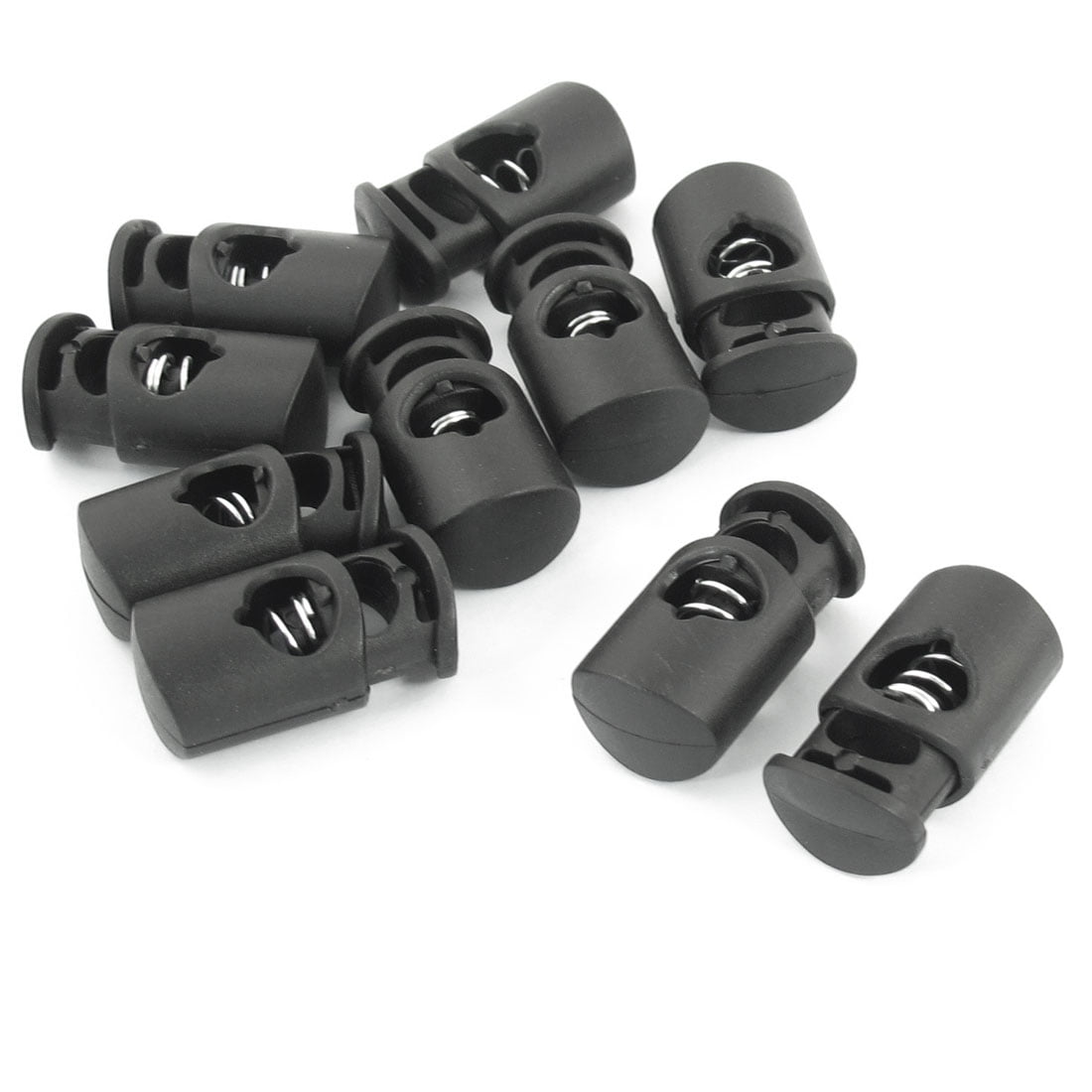 10pcs Black Spring Loaded Sliding String Stopper Rope Cord Lockstoppers