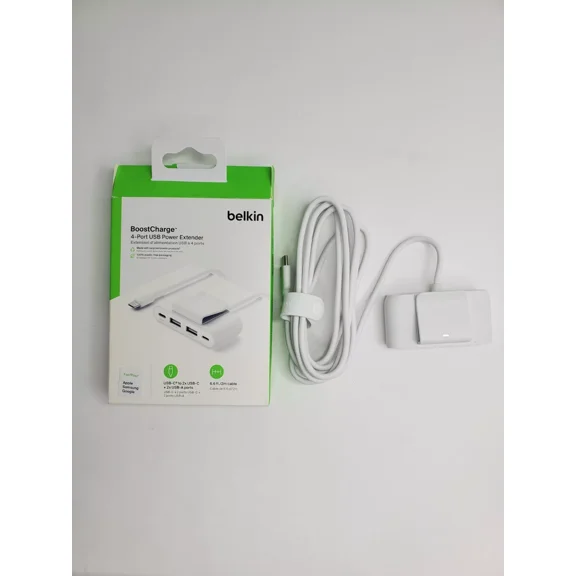 Pre-Owned Belkin BoostCharge - Charging strip - 4 output connectors (2 x USB, 2 x USB-C) - white