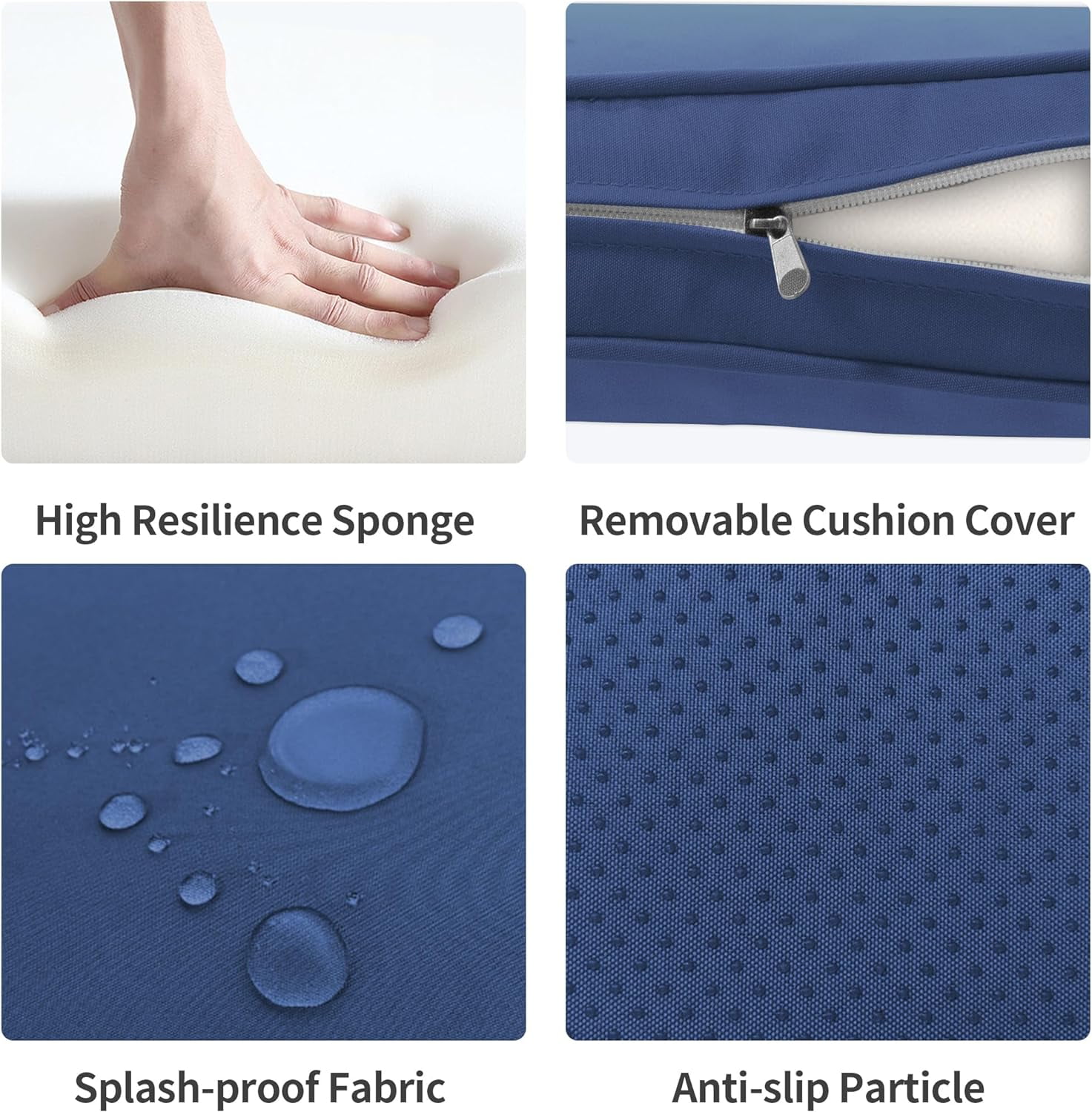 ELPOSUN Outdoor Cushions for Patio Furniture Replacement, Waterproof Patio Furniture Cushions, Deep Seat Patio Cushions, Patio Seat Cushions for Outdoor Sectional (Blue)