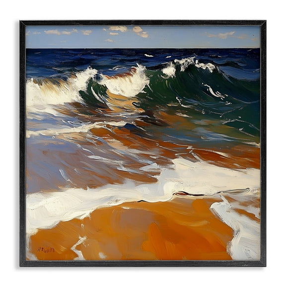 Stupell Industries Glassy Wave Break Black Framed Giclee Art, design by Walker Noble