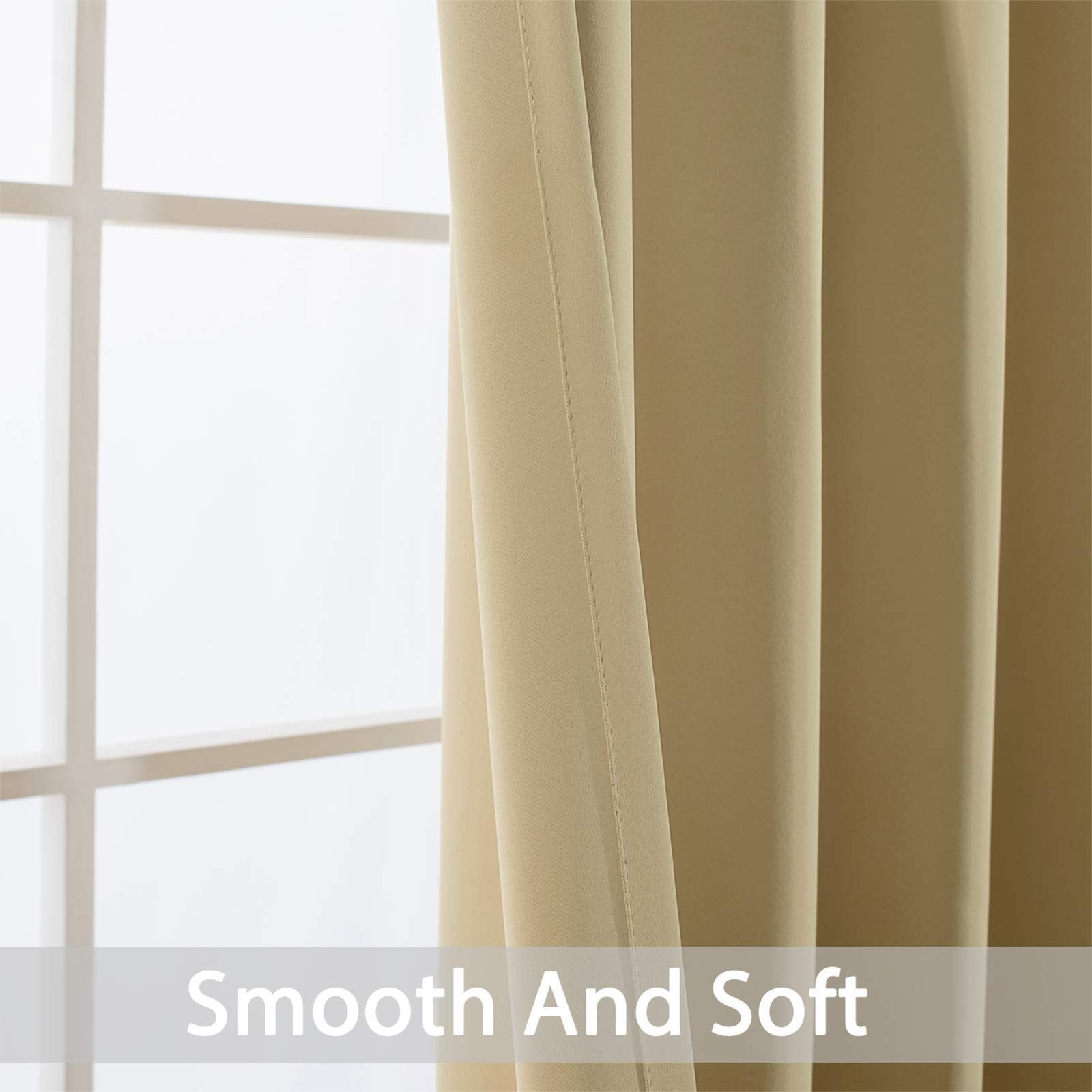Thermal Insulated Grommet Blackout Draperies/drapes For Bedroom Window Room Darkening Curtain Panels (2  W38 X L84 -inch Beige)