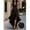 Black, variant on Womens Elegant Black Satin Halter High-Low Ruffle Evening Gown