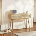 thumbnail image 5 of Choco Moon Rattan Console Table with 2 Drawers, Natural Rattan Entryway Table, Compact Hallway Table, Storage-Small Console for Living Room, 5 of 11