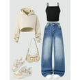 thumbnail image 2 of OYYN Girls Baggy Jeans Wide Leg High Waist Y2K Streetwear Boyfriend Skater Denim Pants School Casual Wear, 2 of 9