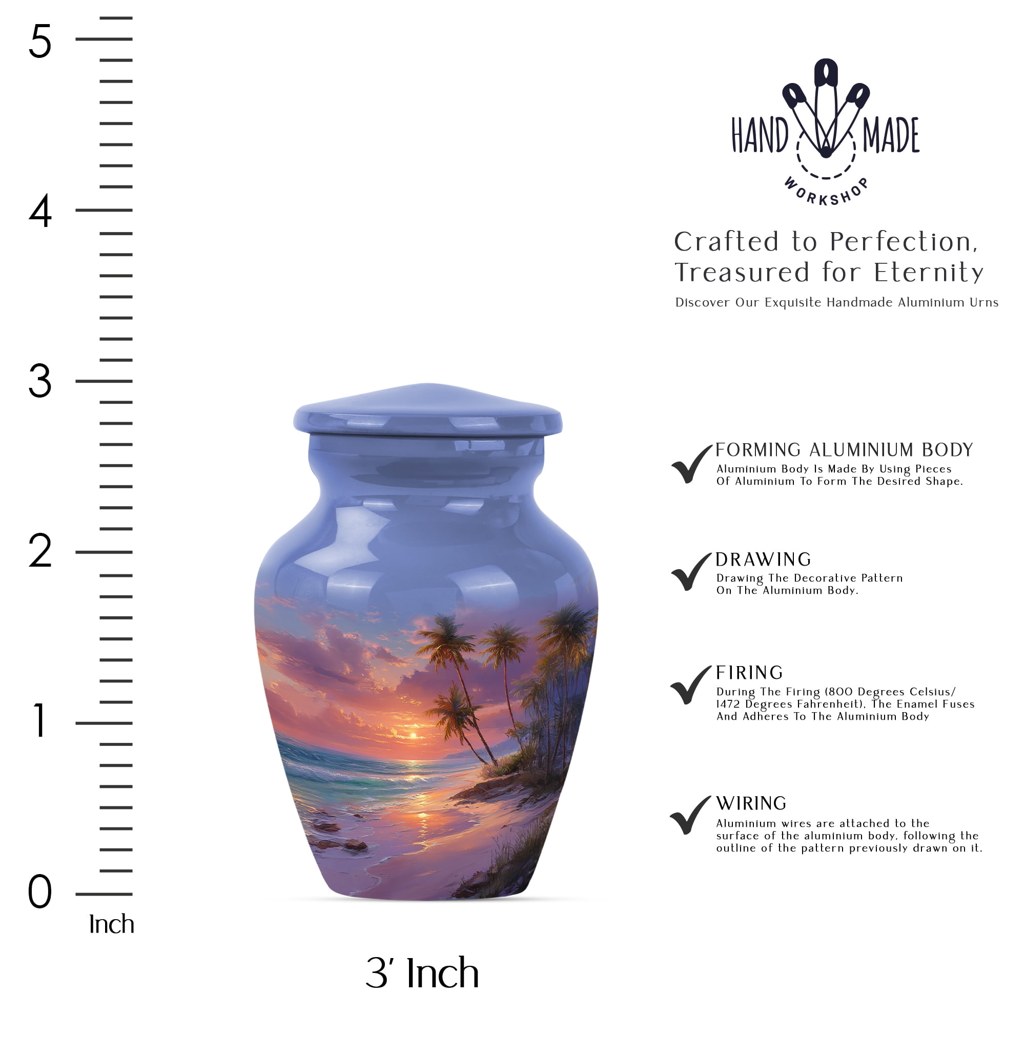 Sunset Beach Cremation Urn For Men - Adult Urns For Human Ashes Women - Small Urns For Human Ashes Keepsake - Mini Urn For Human Remains ( Size:- 3 Inch Set Of 2 )