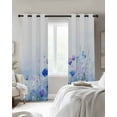 thumbnail image 2 of Blackout Curtains for Bedroom, Blue Flower Room Darkening Window Drapes for Living Room, Modern Pastoral Watercolor Oil Painting Thermal Insulated Grommet Curtains, 52x72 inch, 2 Panels, 2 of 9