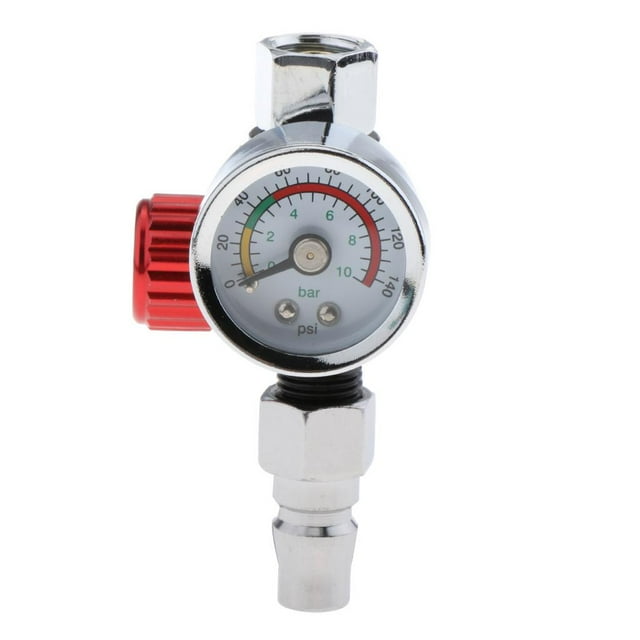 Air Pressure Regulator with , 0 to 180 PSI -Controls Tools , Red, 3.2cm