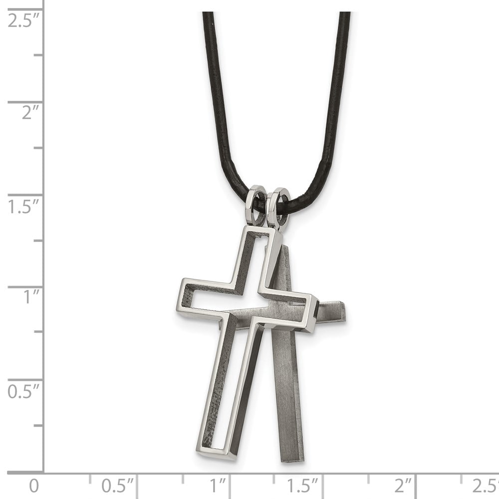 Titanium Cord Necklace with Pendants Chain Chisel Leather Cross 18 inch