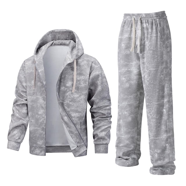 HAiming Mens Tracksuit Full Zip Hoodies Jacket Baggy Jogging Pants Workout Set Fall 2 Piece Sport Outfits