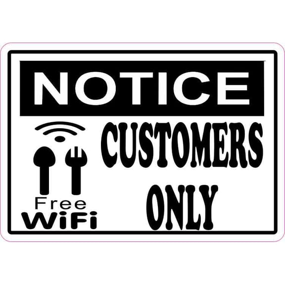 5inx3.5in Notice Free Wi-Fi Sticker Customer Decal Business Sign Stickers