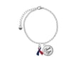 thumbnail image 2 of Delight Jewelry Silvertone Red & Blue Awareness Ribbon - Domed Thank You Charm Bracelet, 6"+2", 2 of 5