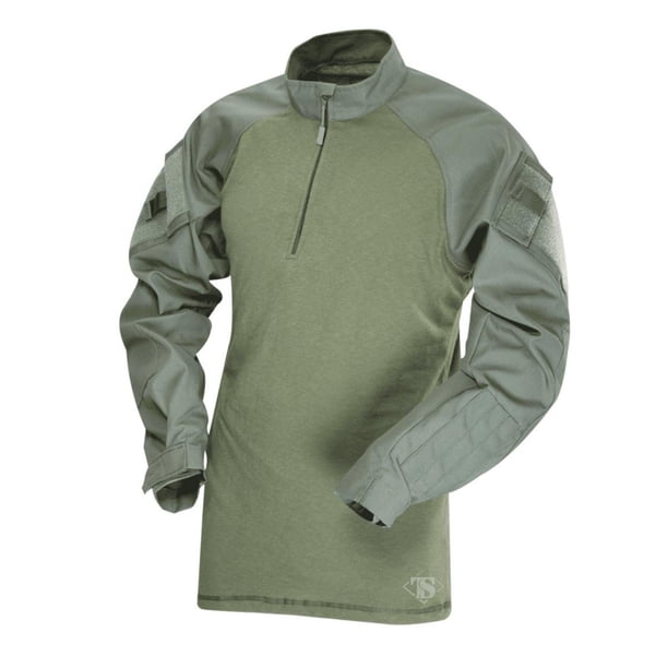 Camisa de Combate Táctica Tru-Spec T.R.U. con Cierre Cuarto, Verde Oliva, XL