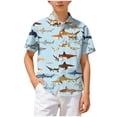 thumbnail image 7 of Ulanda Boys Hawaiian Shirt Short Sleeve Casual Button Down Beach Aloha Shirt Kids Summer Hawaii Shirts 5-14 Years (Light Blue, 11-12 Years), 7 of 7