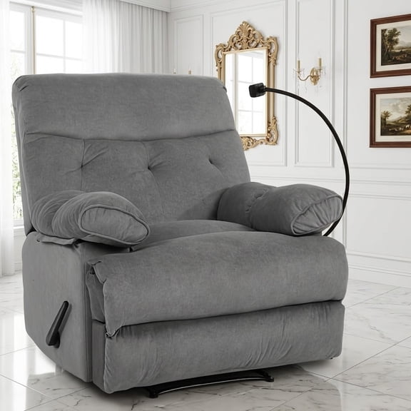 Ergonomic Manual Recliner for Adults, Oversized Modern Recliner Chair for Bedroom, Living Room, Home Theater and RV,Dark Grey