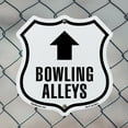 thumbnail image 5 of Bowling Alleys Up 12 inch X 12 inch Shield-Shaped Rust-Free Aluminum Metal Sign Weather Resistant Made in the USA, 5 of 6