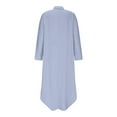 thumbnail image 5 of New Summer Arrivals SMihono Women Cotton Linen Shirt Dress Casual Button Up Long Sleeve Slit Loose Shift Dress Beach Flowy Maxi Dress with Pocket Light Blue M, 5 of 6