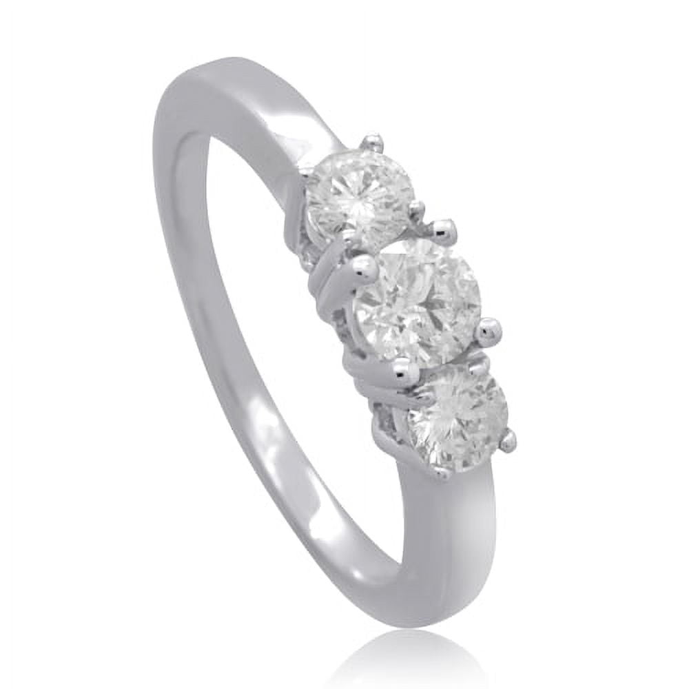 14K White Gold 0.50 CTTW Three Stone Diamond Ring