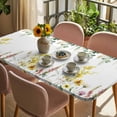 thumbnail image 3 of Eucalyptus Leaves Table Cloths for 6 Foot Rectangle Tables, Spring Country Botanical Flowers Floral Patio Waterproof Elastic Fitted Tablecloths, Washable Rectangular Table Cover for Camping, 3 of 8