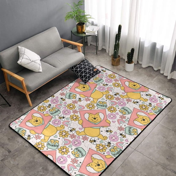 Room Rug Winnie The Pooh Area Rugs Crawling Non-Slip Floor Mat For Playroom Garden Entry Home Decor 60x39 Inch
