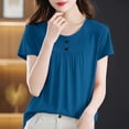 thumbnail image 3 of zbxnLI Women Plus Size Blouse Shirt Summer Short Sleeve Tops for Women Fashion Casual Pleated Top with Button, 3 of 5
