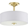 thumbnail image 2 of Inspire Collection Two-Light Satin Brass Summer Linen Shade New Traditional Semi-Flush Light, 2 of 6
