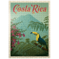 MyPuzzle - Costa Rica: Toucan In The Jungle, Vintage Poster - Premium 500 Piece Jigsaw Puzzle for Adults