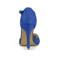 thumbnail image 2 of BLISSFUL STEP Women's Shoes Round Toe Stiletto Heel T-Strap Sandals Deep Blue 5.5, 2 of 7
