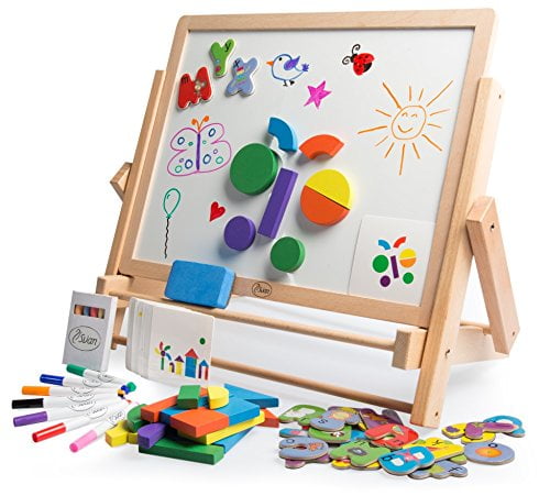 SUPVOX Kids Easel Double Sided Childrens Easel Chalkboard Magnetic Dry Erase Board Kids Educational Toys for Kids Painting and Drawing