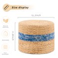 thumbnail image 2 of Tcbosik 15.7" Small Ottoman, Hand Weave Natural Water Hyacinth Footrest, Home Boho Decorative Seat, Accent Chair for Living Room, Bedroom, Natural & Blue, 2 of 6