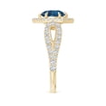 thumbnail image 3 of ANGARA Natural 1.55 ct London Blue Topaz Split Shank Ring with Diamond Hexagon in 14K Yellow Gold for Women (Size-7mm) | November Birthstone Jewelry for Women | London Blue Topaz Ring (Ring Size- 8.5), 3 of 10