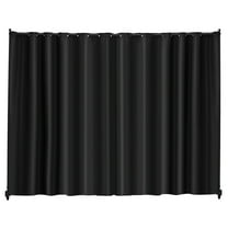 KFFKFF Portable Room Divider with Wheels, Freestanding Privacy Screen with Curtain for Office, Bedroom, Dining Room, Study, Black