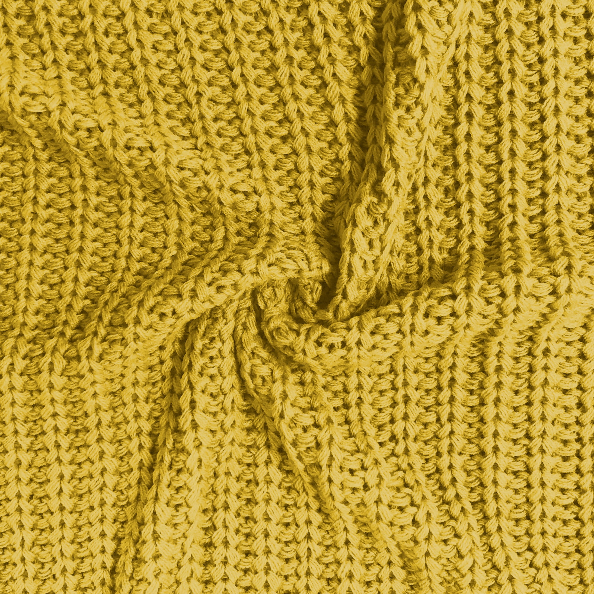 Cable Knit Throw Stripe Dark Yellow 50x60