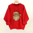 thumbnail image 4 of Atogsazn Womens Christmas Sweatshirt Retro Santa Claus Graphic Pullover Shirt Loose Fit Fall Tops Clothes 09-Red S Fashion, 4 of 6