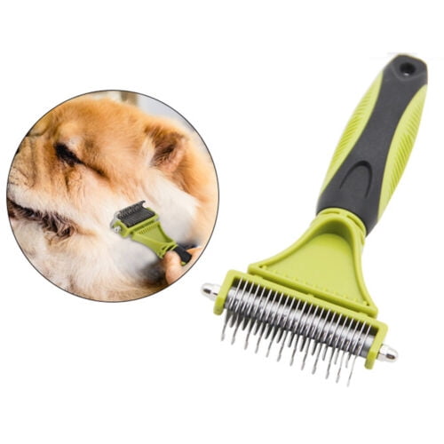 Premium Dual-Sided Pet Grooming Brush - Undercoat Rake & Dematting Comb 2-in-1 | Instant Knots/Mats Removal | For All Coat Types | Hypoallergenic & Safe