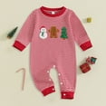 thumbnail image 2 of newwalpole Newborn Infant Baby Boy Girl Christmas Jumpsuit Long Sleeve One Piece Striped Romper Smocked Outfit Holiday Clothes Watermelon Red for Size 0-3 Months, 2 of 4