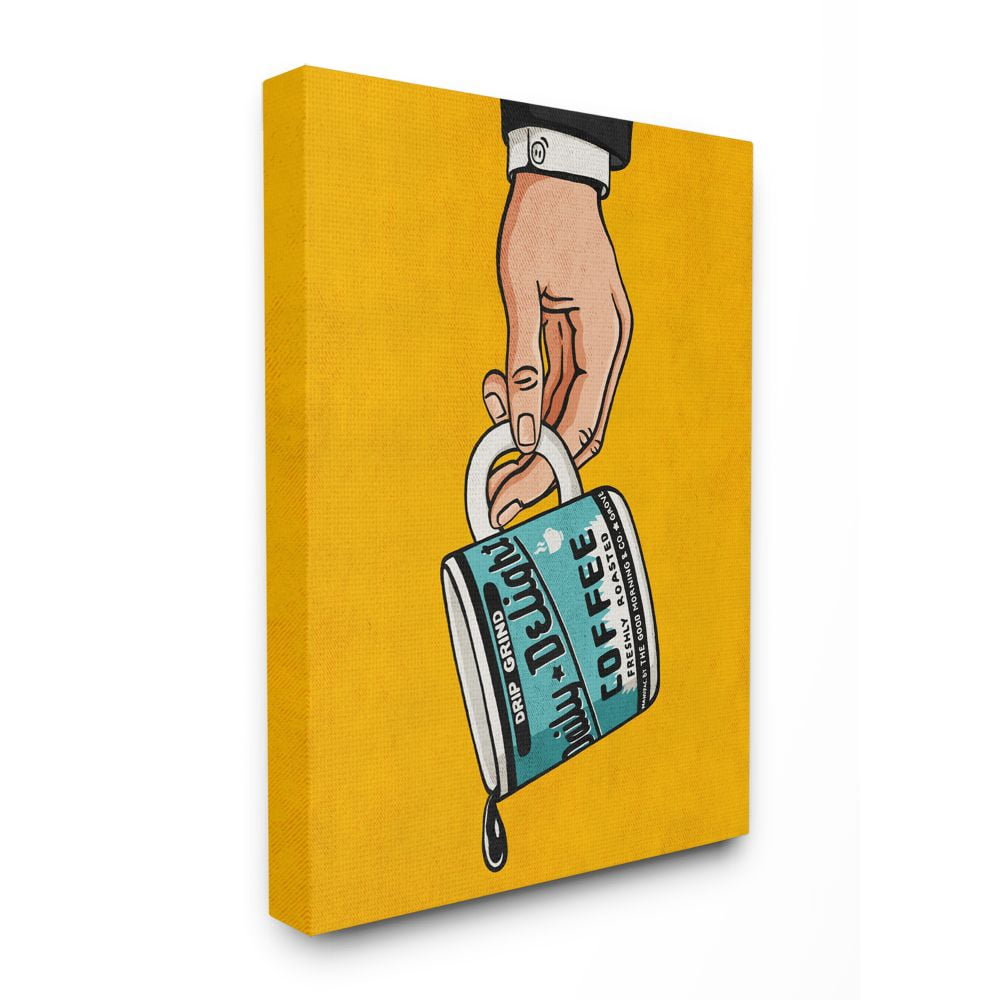 Stupell Industries Drip Coffee Cup Vintage Comic Book Yellow Blue Design Canvas Wall Art by Ester Kay