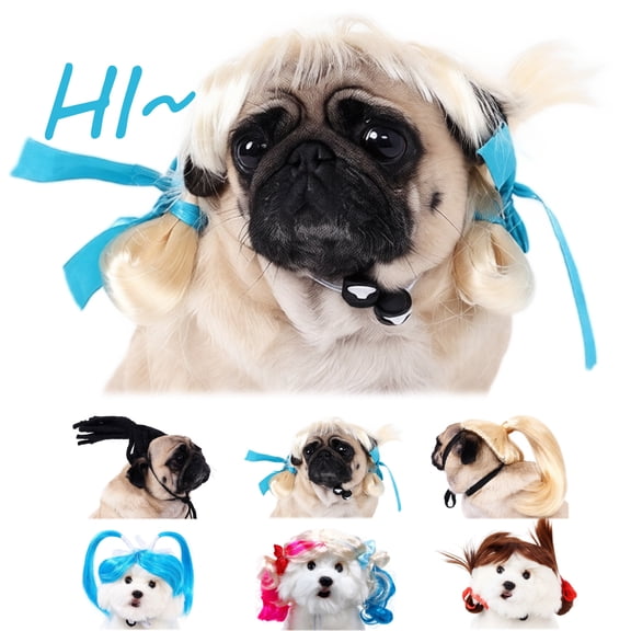 Wigs for Dogs Pet Wigs for Dogs Adjustable Soft Breathable Dog Cosplay Hairpieces for Halloween Christmas Party Costumes Fits Small to Medium Dogs and Cats,C