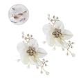 thumbnail image 4 of White Wedding Flower Shoe Buckle with Rhinestone and Artificial Pearls for Durable Decorative Use 1, 4 of 8