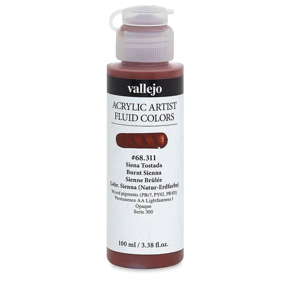 Vallejo Fluid Acrylic - Burnt Sienna, 100 ml