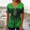 thumbnail image 2 of Blouses for Women Dressy Casual,St Patricks Day Shirt Women Shamrock Short Sleeve Tops Casual Button V Neck Tunic Blouses Irish Green Outfits, 2 of 5