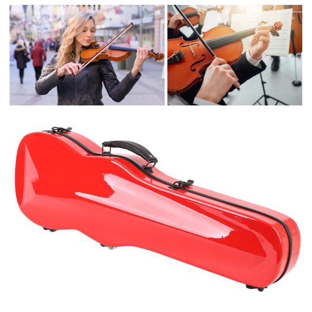Boîte de Rangement pour Violon, Taille Complète, Étui pour Violon, Jauge d'Humidité, Poignée Pratique, Ruban de Fixation de Tête Rouge pour Tailles 4/4 3/4 1/2 1/8
