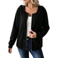 thumbnail image 2 of Horkkom Zip Up Hoodie Women Drawstring Long Sleeve Solid Color Sweatshirt Hooded Casual Crewneck Sweatshirt, S-2XL, 2 of 7