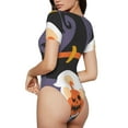 thumbnail image 2 of Rateoe Halloween Gnomes Printed Women Rash Guard Short Sleeve,Tummy control Swimsuit Surfing Swimsuit Bathing Suit Short-sleeved Onesie UPF 50+ -Small, 2 of 7