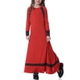 thumbnail image 5 of Girls Long Sleeve Crew Neck Dress, Solid Color Maxi Dress for Kids, Comfortable Everyday Casual Wear, Loose Fit Stretchy Dress for School and Play Red S, 5 of 8