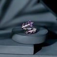 thumbnail image 6 of Rosec Jewels Natural Amethyst and Diamond Ring for Women - Leaf Wrap Cocktail Ring - Ready to Gift with Jewelry Box, 10K White Gold, US 9.50, 6 of 8