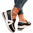 thumbnail image 4 of Willtoo Women's Platform Wedges Loafers Vintage Round Toe Comfortable Chunky Walking Orthopedic Shoes Slip-On Arch Support Business Shoes Lug Sole Casual Dress Walking Loafers, 4 of 5